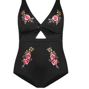 City Chic Folk Floral Embroidered One Piece (NWT)